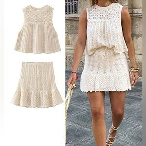 Matching Set-crochet crop top & skirt Medium